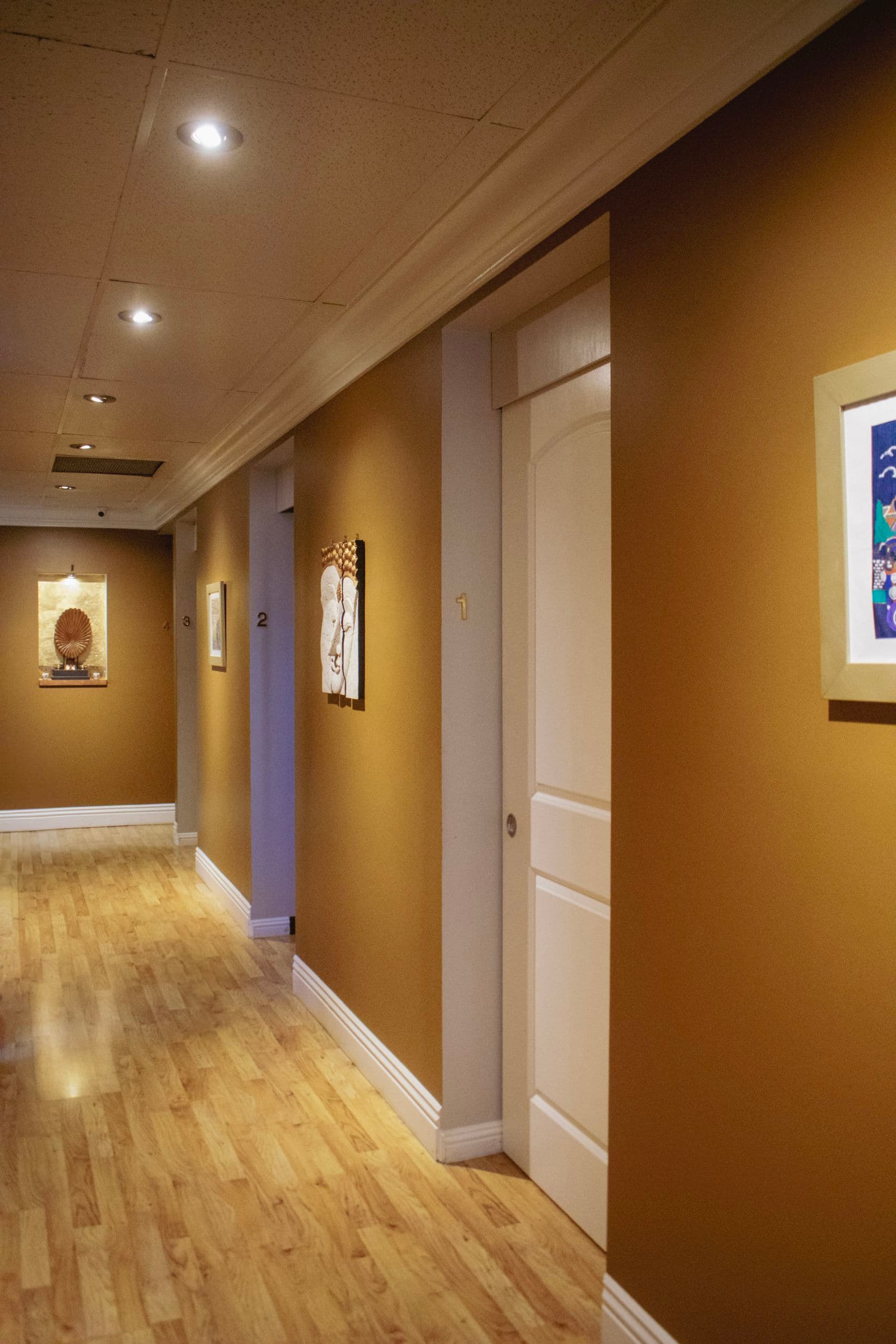 Hallway corridor in spa showing traditional art